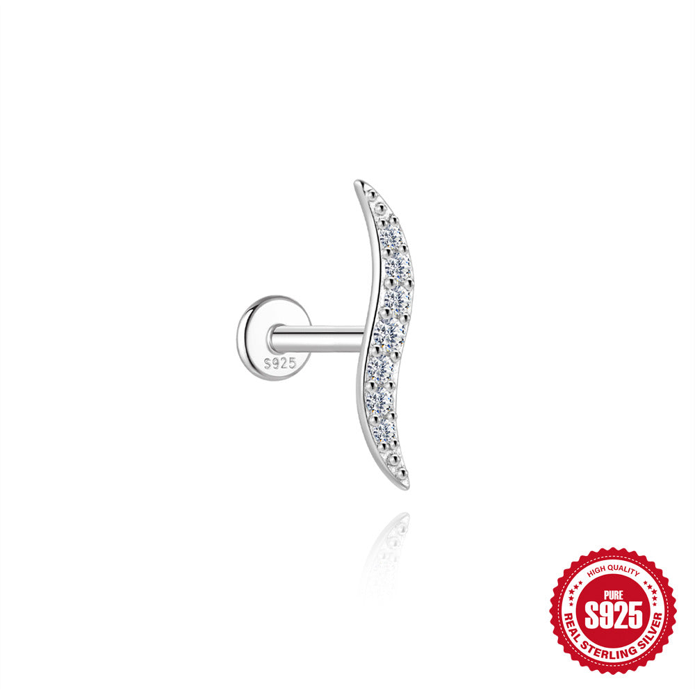 S925 Sterling Silver Snowflake & Wave Spinner Tassel Moissanite Earrings(Single unit)