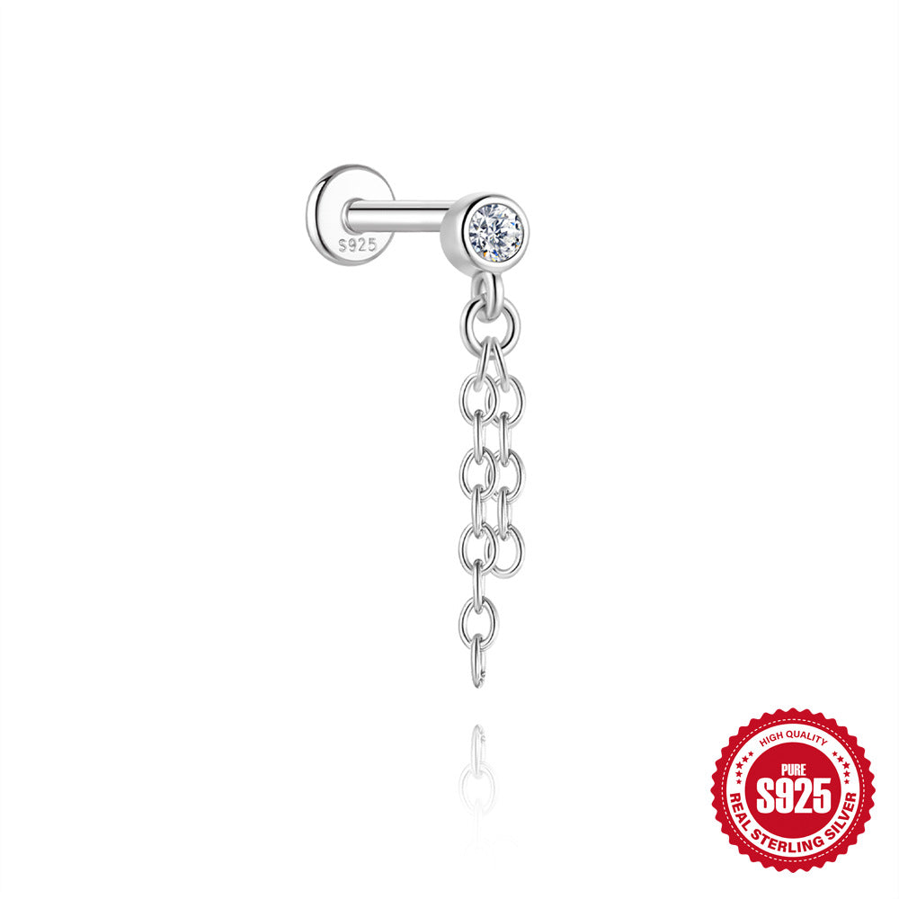 S925 Sterling Silver Snowflake & Wave Spinner Tassel Moissanite Earrings(Single unit)