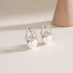 S925 Sterling Silver V-Shaped Horseshoe Earring Clasp with Faux Pearl