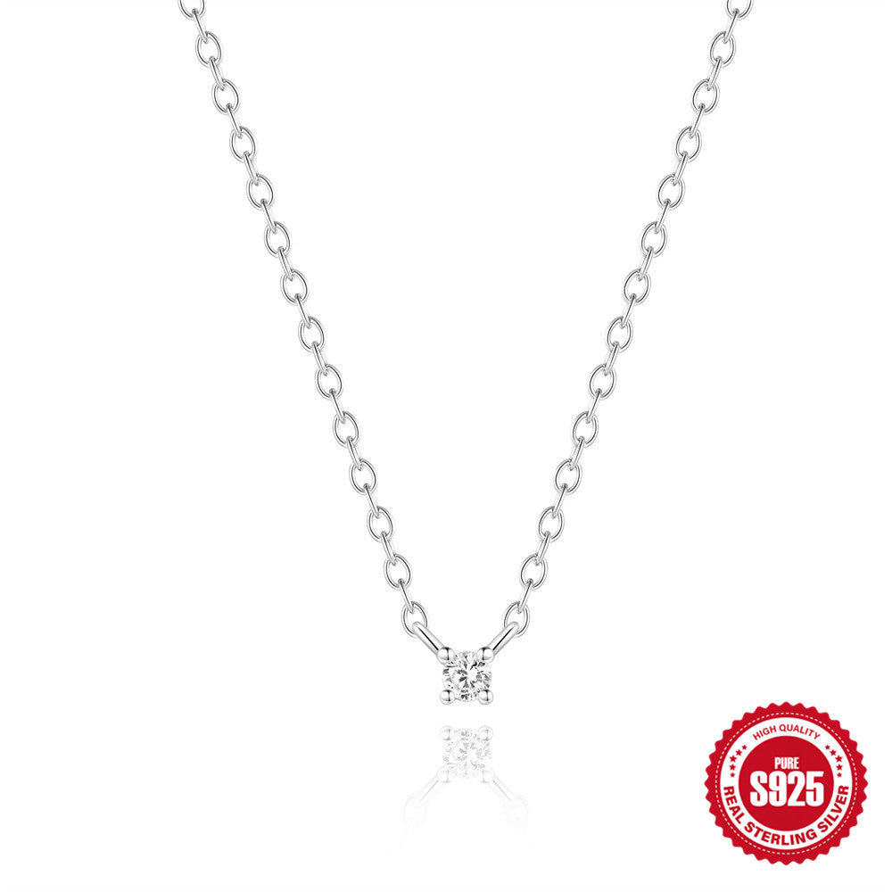 S925 Sterling Silver Solitaire Moissanite Necklace