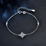 925 Sterling Silver Moissanite Four-Leaf Clover Bracelet