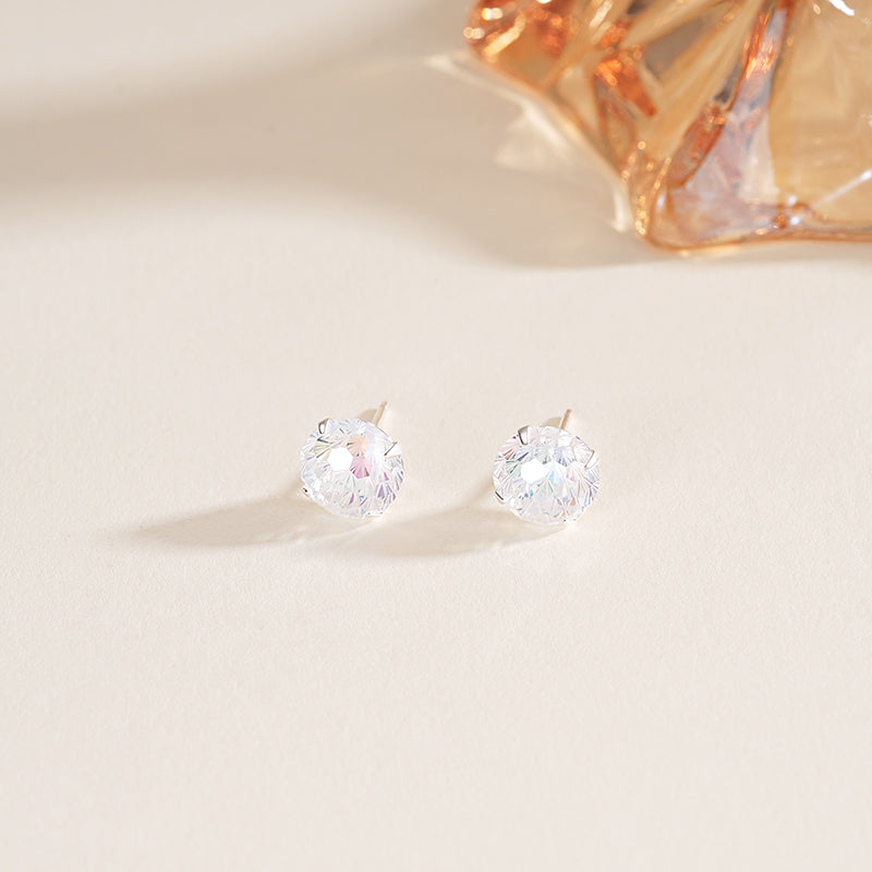 S925 Sterling Silver Firework-Cut Zircon Stud Earrings