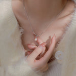 S925 Sterling Silver Box Chain Single Freshwater Pearl Knot Necklace