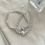 S925 Sterling Silver Exquisite Imitation Pearl Woven Bracelet