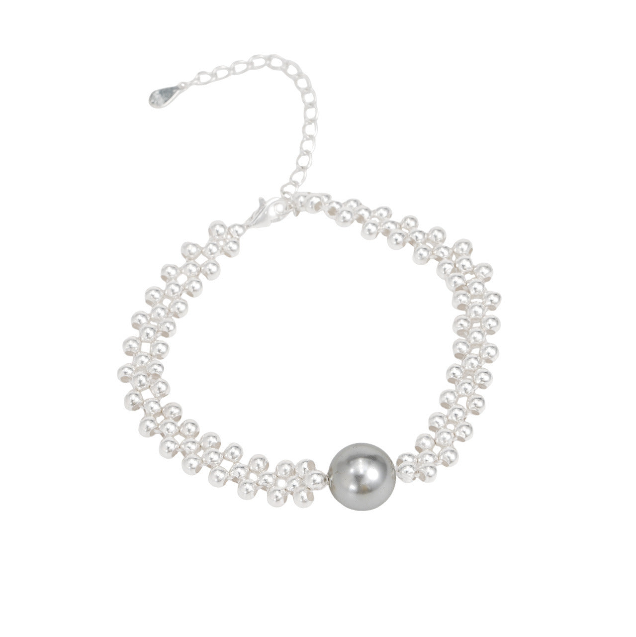 S925 Sterling Silver Exquisite Imitation Pearl Woven Bracelet