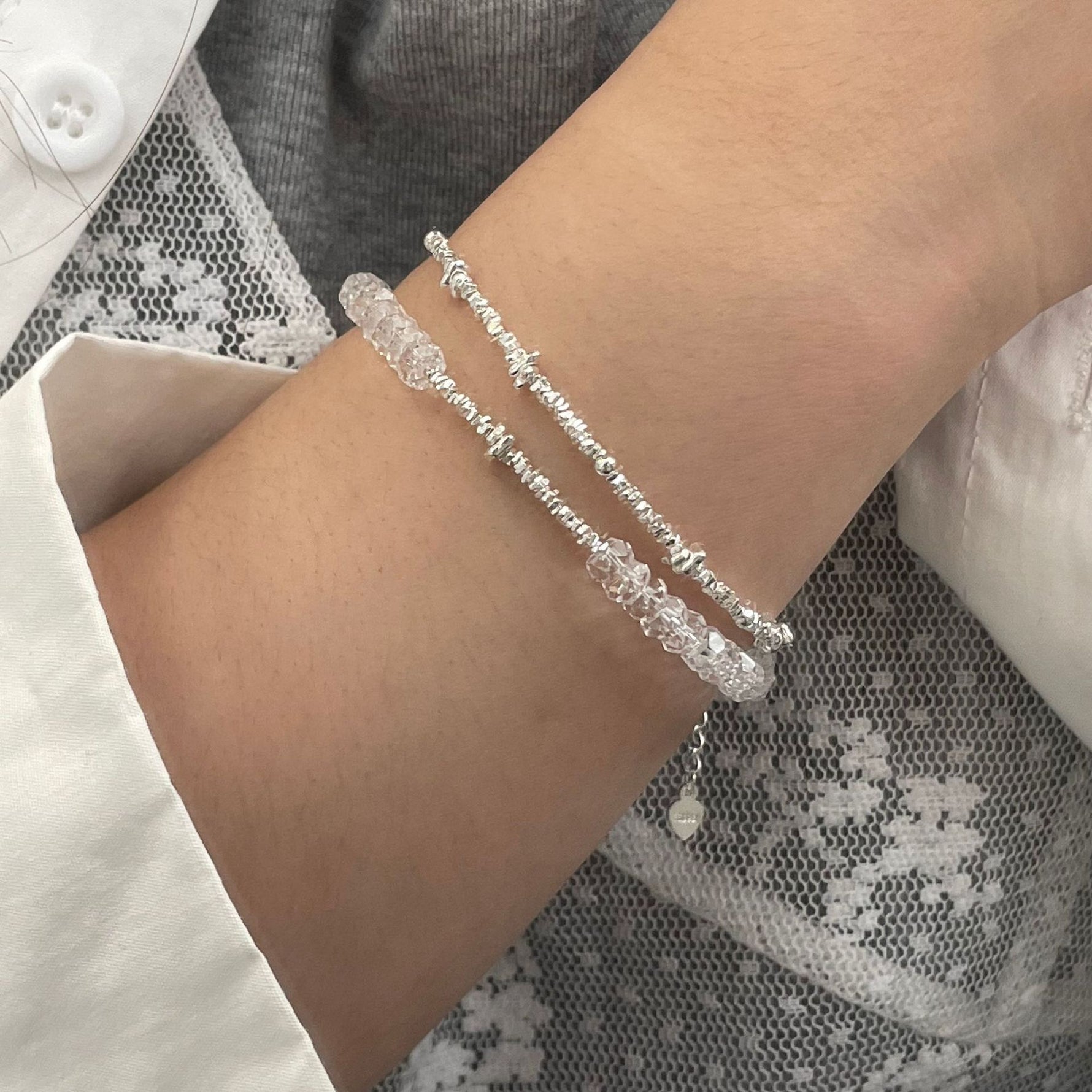S925 Sterling Silver Broken Silver Bracelet