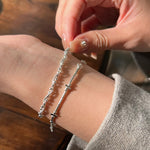 S925 Sterling Silver Bamboo-Wrapped Snake Bone Chain Bracelet