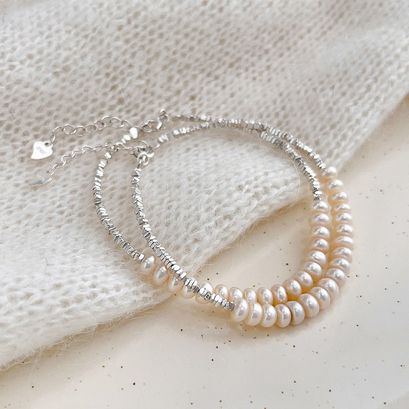 S925 Sterling Silver Natural Freshwater Pearl Bracelet