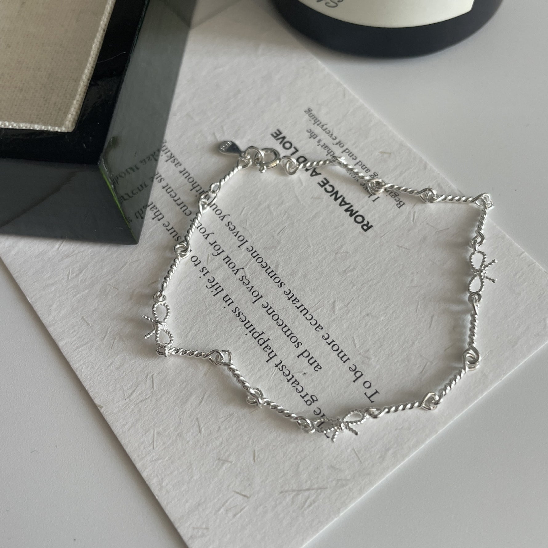 S925 Sterling Silver Knotted Bow Bracelet