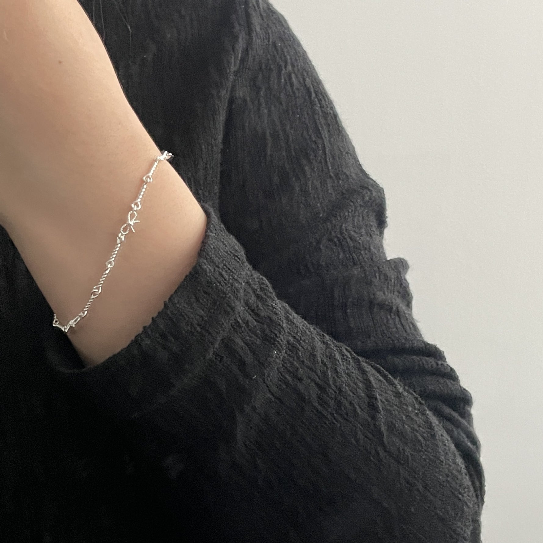 S925 Sterling Silver Knotted Bow Bracelet