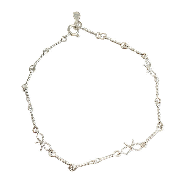 S925 Sterling Silver Knotted Bow Bracelet