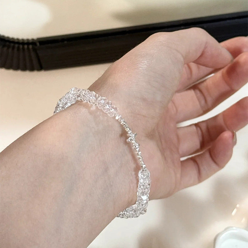 S925 Sterling Silver White Crystal Bracelet