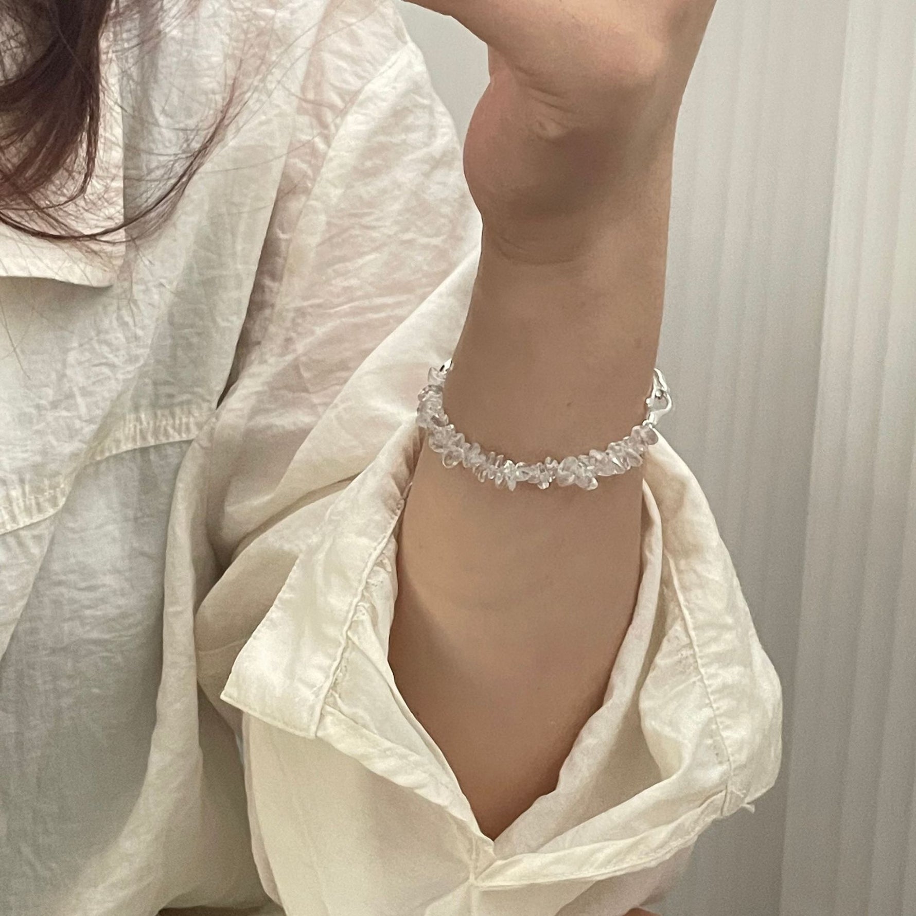 S925 Silver and White Crystal Bracelet