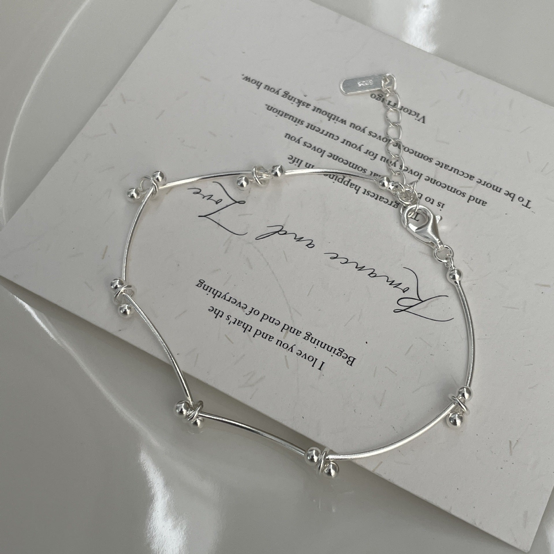 S925 Sterling Silver Wavy Bead Bracelet