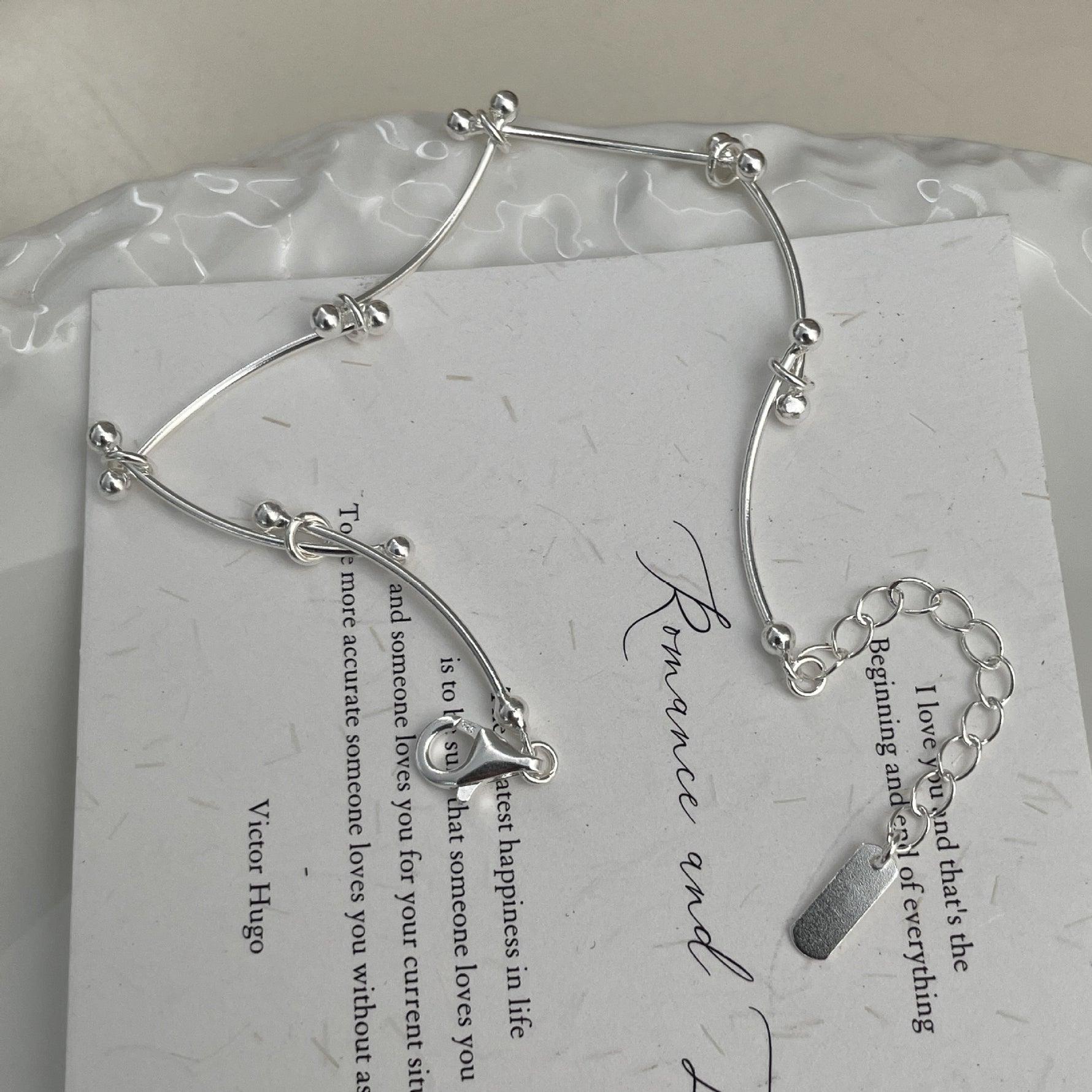 S925 Sterling Silver Wavy Bead Bracelet