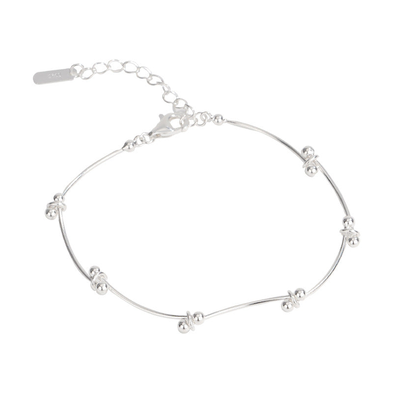 S925 Sterling Silver Wavy Bead Bracelet