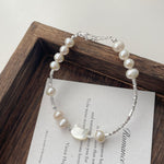 S925 silver natural fritillary cat freshwater pearl broken silver bracelet