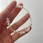S925 silver natural fritillary cat freshwater pearl broken silver bracelet