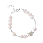 S925 silver natural fritillary cat freshwater pearl broken silver bracelet