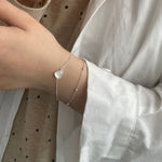 S925 Silver and White Chalcedony Heart Double-Layer Bracelet