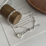 S925 Silver and White Chalcedony Heart Double-Layer Bracelet
