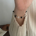 S925 Sterling Silver and Black Agate Bracelet