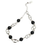 S925 Sterling Silver and Black Agate Bracelet