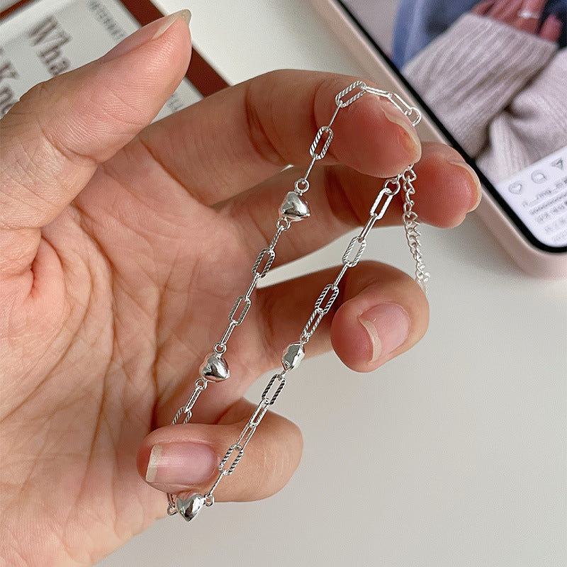 S925 Sterling Silver 3D Heart Bracelet