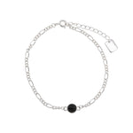 S925 Sterling Silver Round Black Agate Bracelet