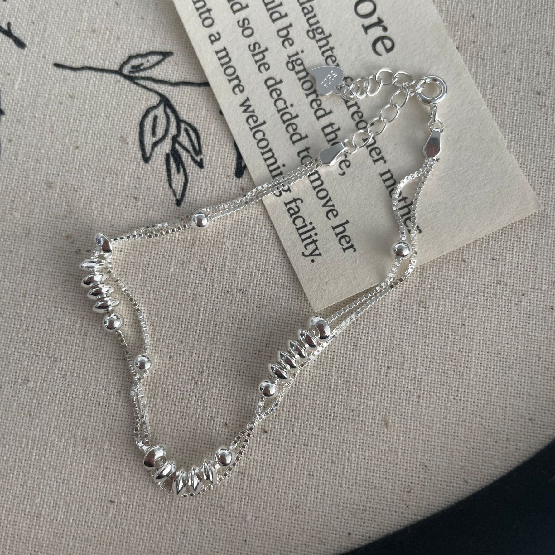 S925 Sterling Silver Double-Layer Flying Saucer Bead Bracelet