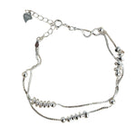 S925 Sterling Silver Double-Layer Flying Saucer Bead Bracelet
