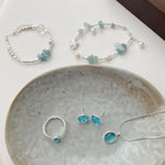 S925 Silver Aquamarine-Colored Bracelet Set