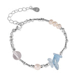 S925 Silver Aquamarine-Colored Bracelet Set