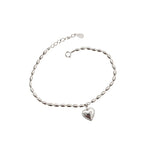 S925 Silver Heart-Shaped Bracelet with Olive-Link Chain