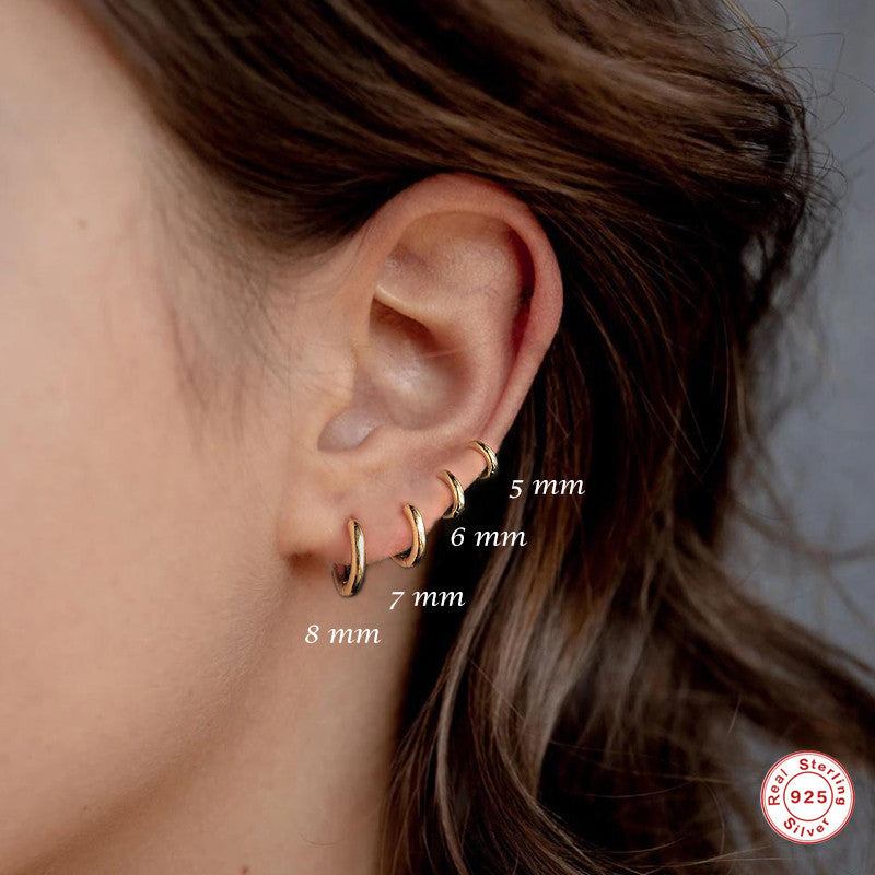 S925 Sterling Silver Geometric Hoop Earrings