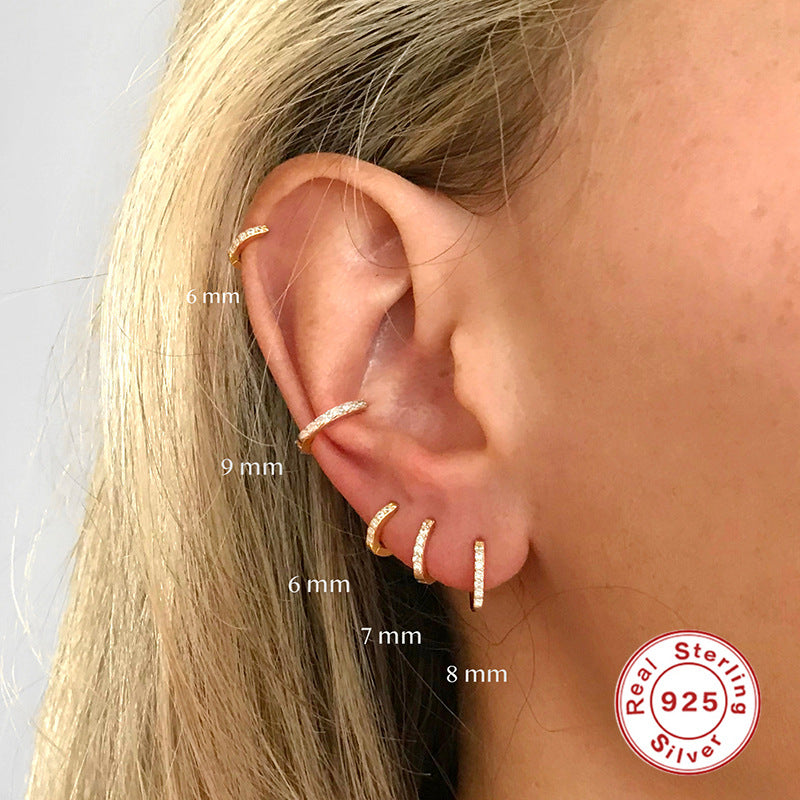 925 Sterling Silver & Zircon Hoop Earrings (men and women)