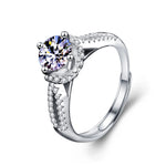 S925 Sterling Silver Double Row Hollow Out Moissanite Ring