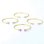 S925 Sterling Silver Gold Plated Geometric Gemstone Zircon Inlaid Bangle