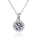 S925 Sterling Silver Moissanite SUNFLOWER Pendant Necklace