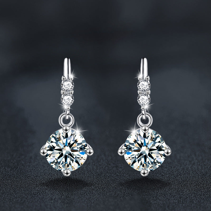 925 sterling silver tassel moissanite earrings