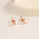 S925 Sterling Silver Vintage Freshwater  Flower Stud Earrings
