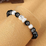 999 Fine Silver Pixiu Cool‑Style Obsidian Bracelet for Men