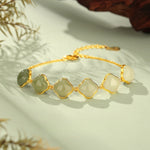 S925 Sterling Silver Women Bracelet | Gradient Hetian Jade Four‑Leaf Clover