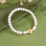 S925 Sterling Silver Natural Freshwater Pearl Peach Heart Bracelet