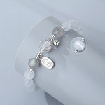 S925 Sterling Silver Bracelet, Fu‑Charm Cat's‑Eye Stone with Bell Beads