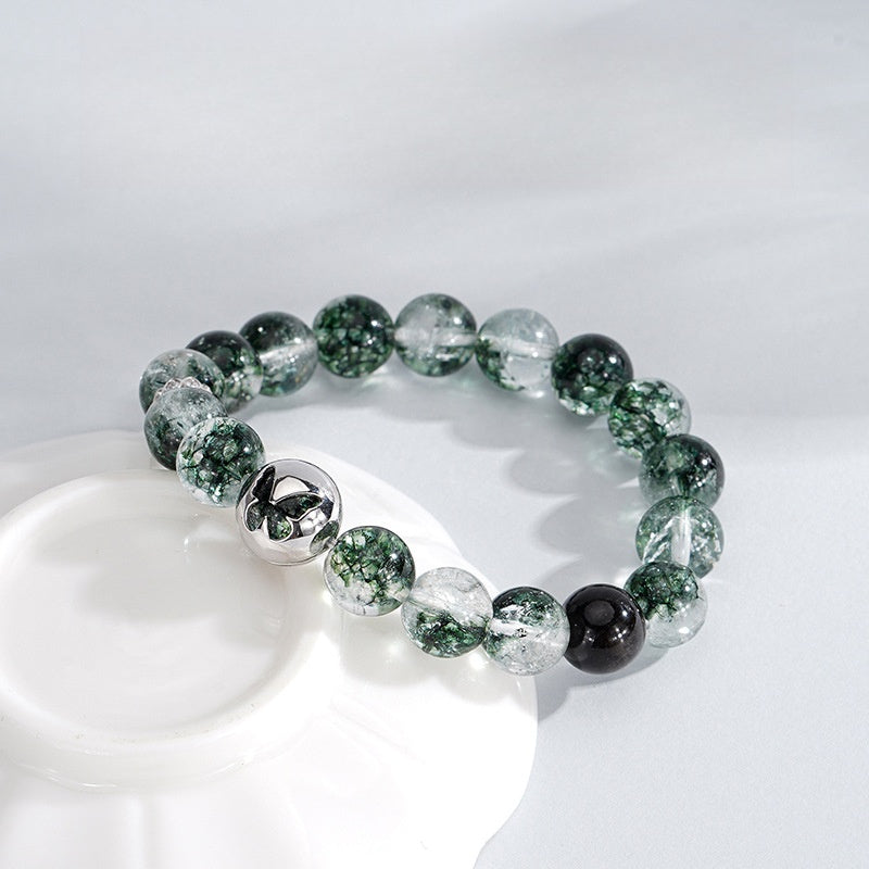 S925 Sterling Silver Green Phantom Crystal Luxury Delicate Butterfly Bracelet