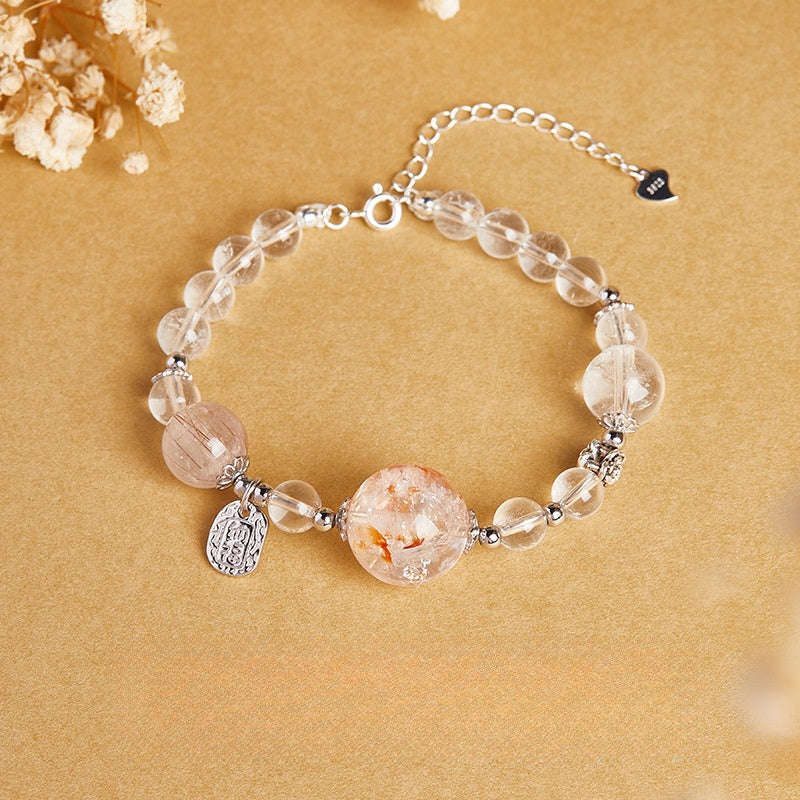 S925 Silver, Natural Clear Quartz, Koi Twist Blessing Charm Bracelet