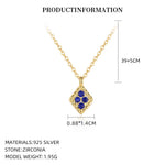 S925 Sterling Silver Cubic Zirconia Square Pendant Necklace