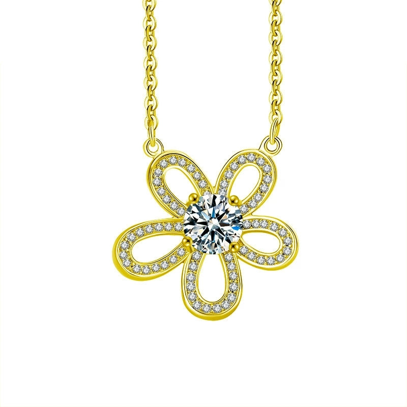 S925 Sterling Silver Moissanite Sunflower Necklace