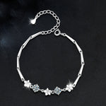 S925 Sterling Silver & Moissanite Five-Leaf Clover Bracelet
